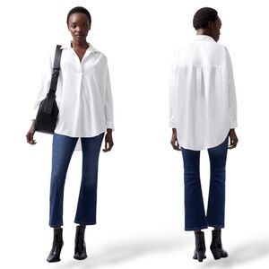 MAGASCHONI Cotton Blend Oversize Popover Long Sleeve Crisp White Shirt US Sz XL